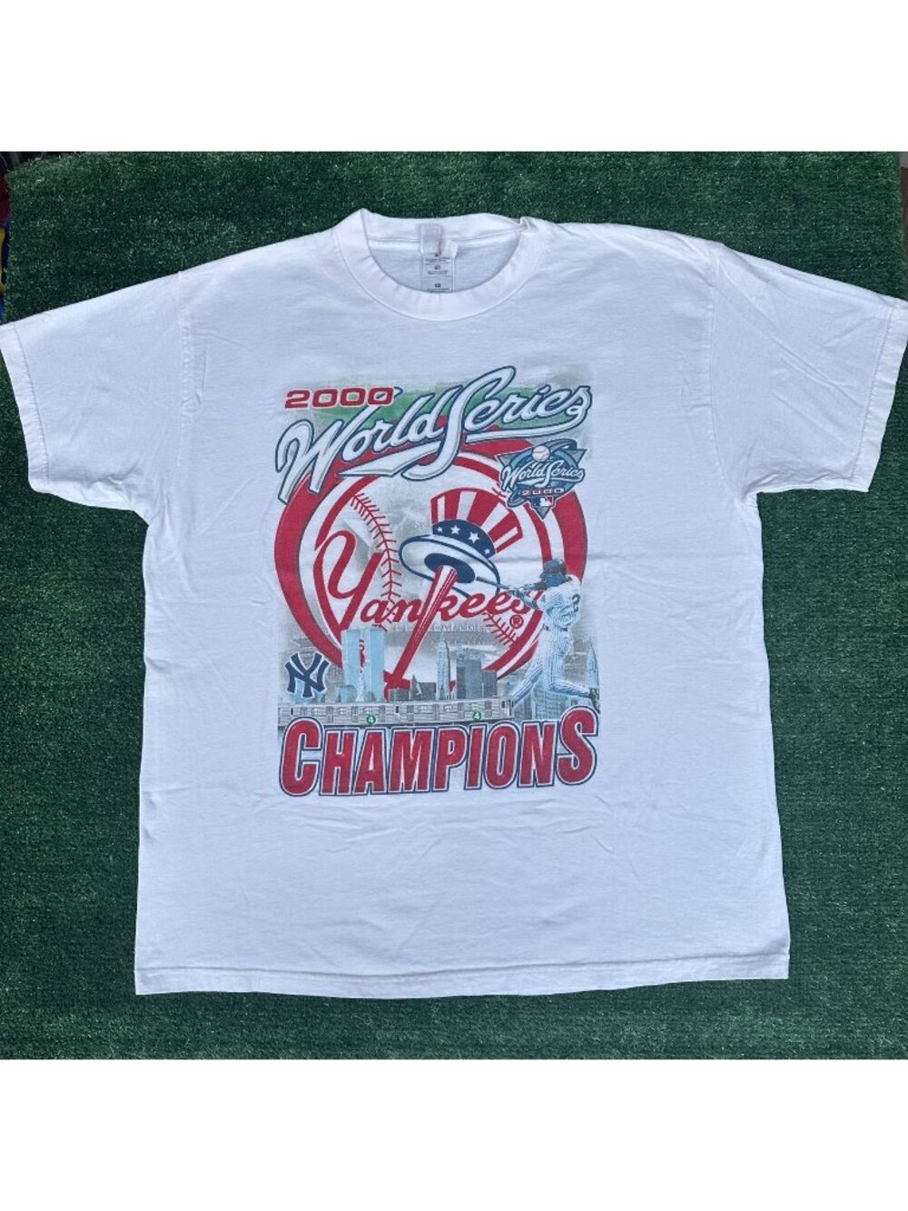 Vintage Y2K New York Yankees Subway Series T-Shirt White XL 2000 World Series